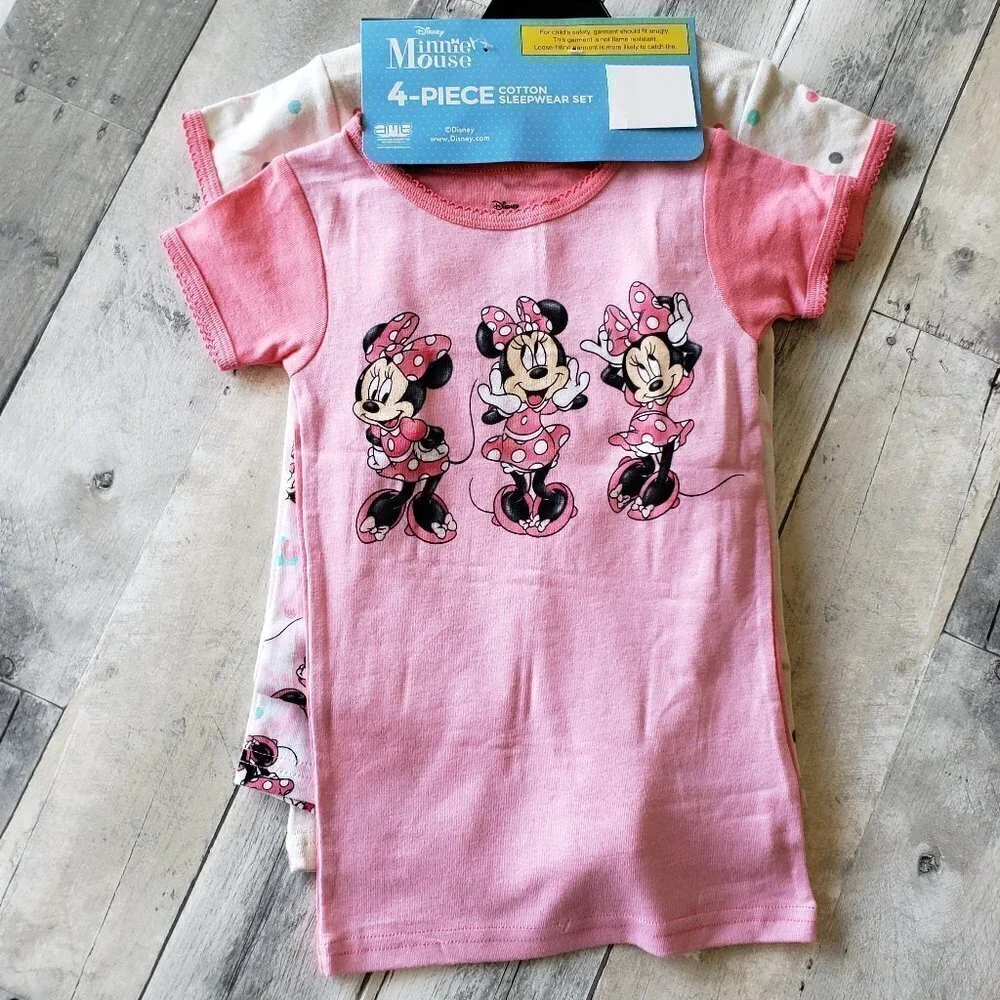 NWT - Minnie Mouse  Kids' 4-piece Cotton Pajamas - Size 2T
